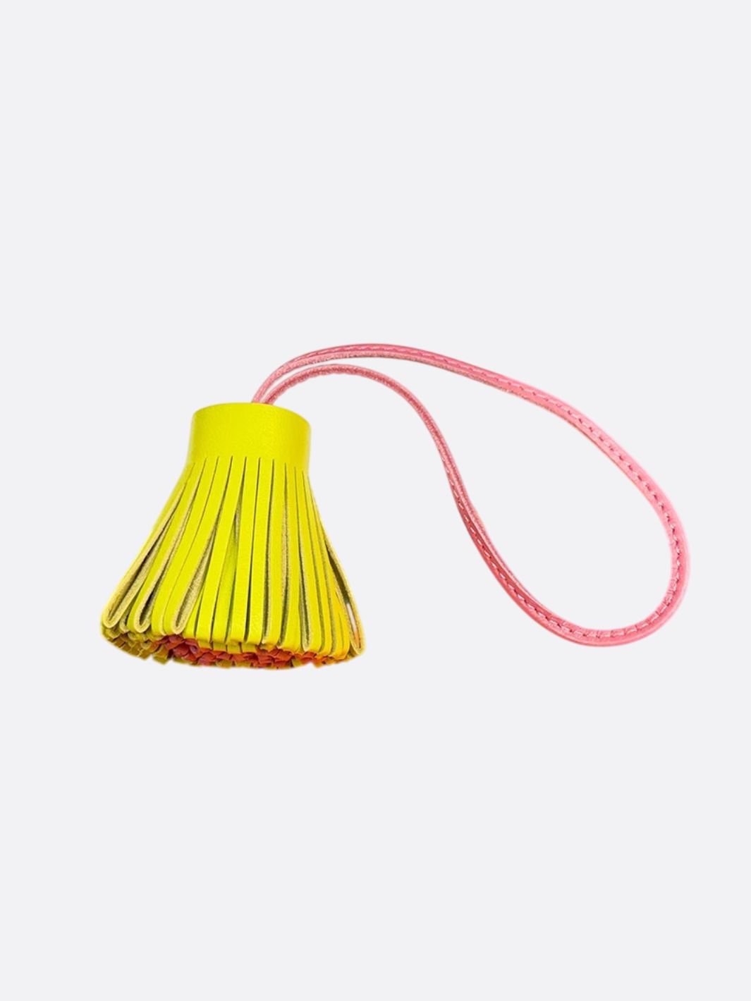 pompon cuir jaune et rose pâle