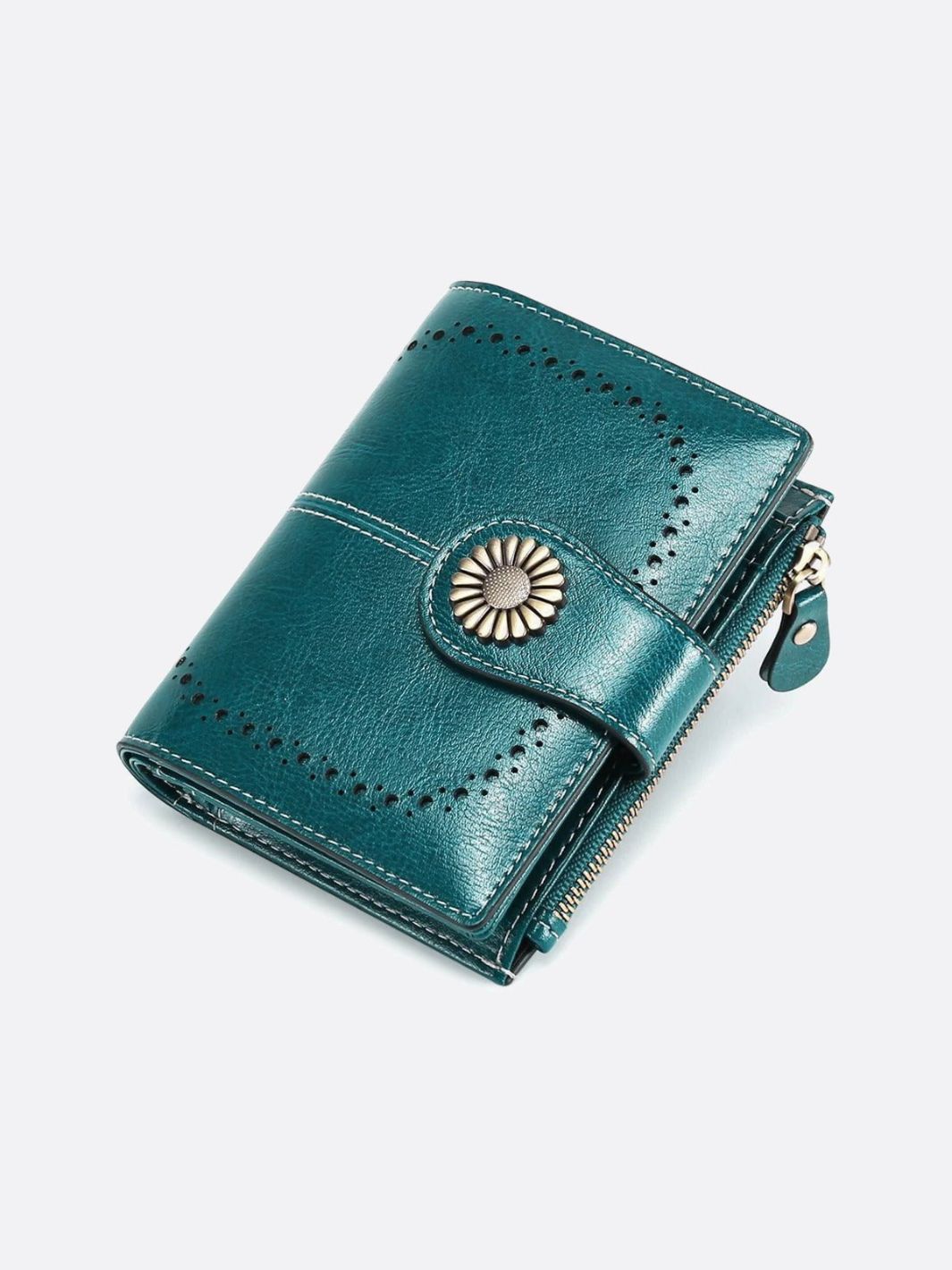 portefeuille cuir bleu canard femme