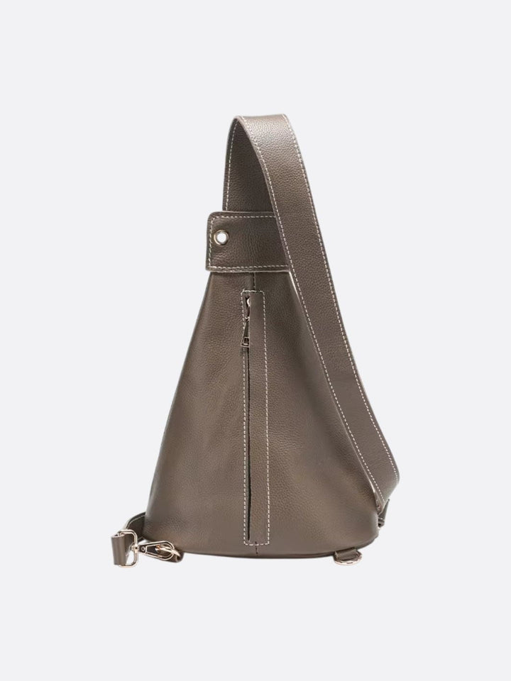 Wide leather shoulder bag