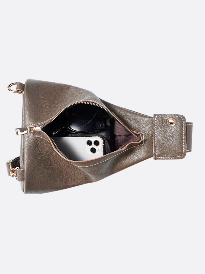 Wide leather shoulder bag